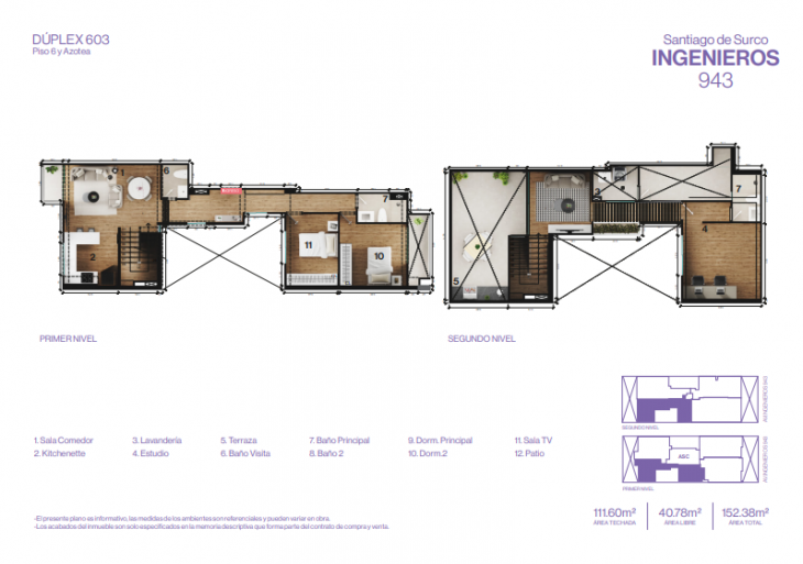 Plano del modelo 603 del proyecto INGENIEROS 943 en Santiago De Surco