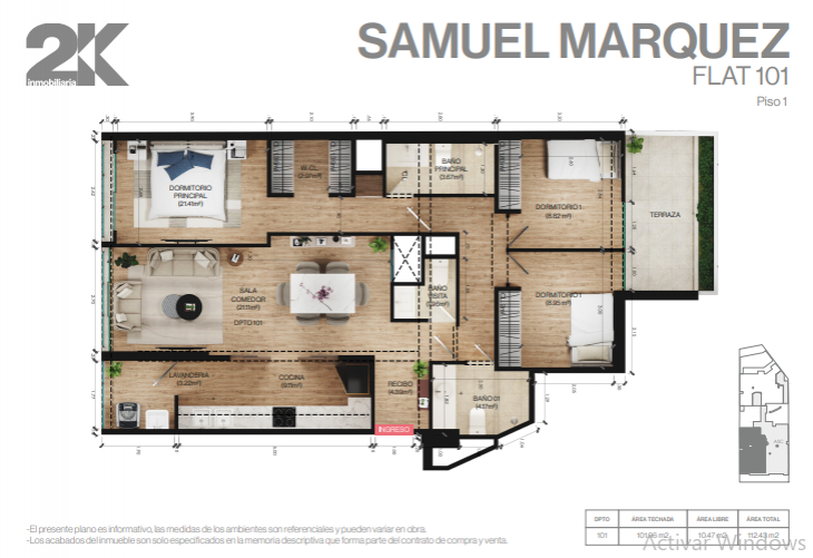 Plano del modelo 1 del proyecto SAMUEL MARQUEZ 231 en Miraflores
