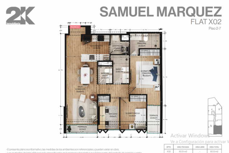 Plano del modelo X02 del proyecto SAMUEL MARQUEZ 231 en Miraflores