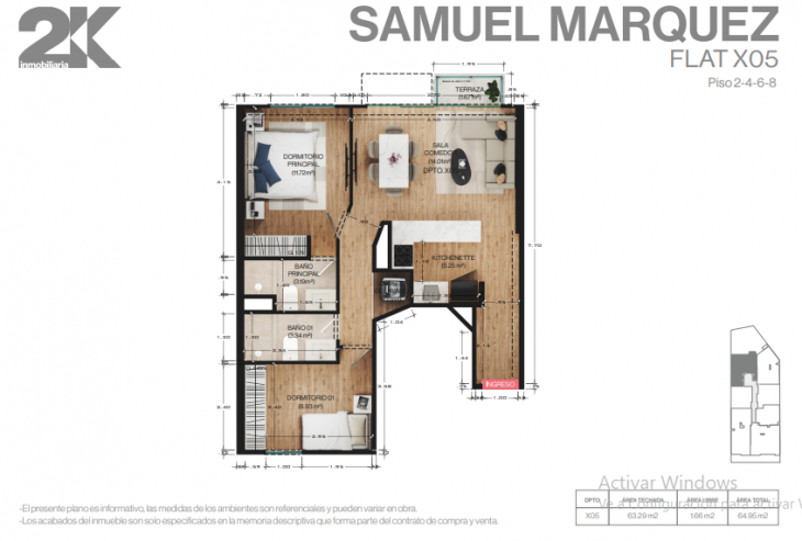 Plano del modelo X05 del proyecto SAMUEL MARQUEZ 231 en Miraflores
