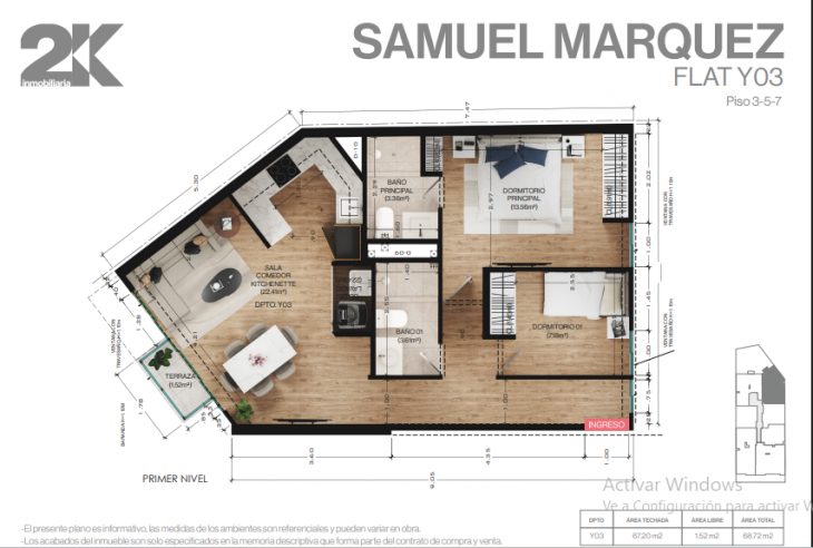 Plano del modelo Y03/X04 del proyecto SAMUEL MARQUEZ 231 en Miraflores