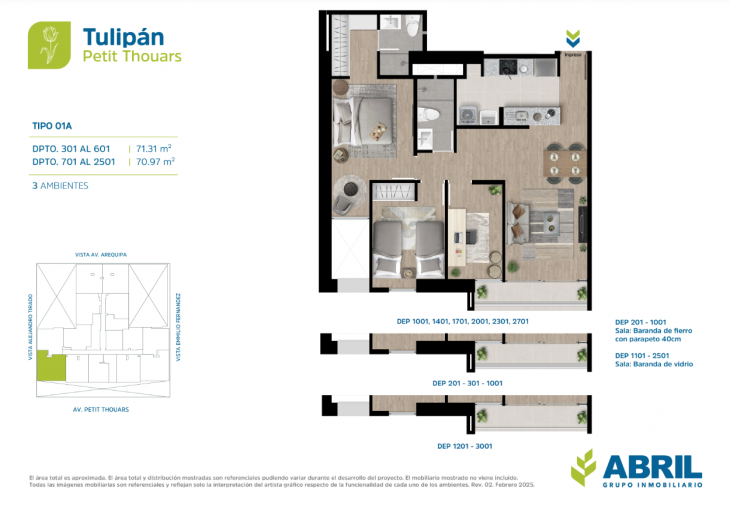 Plano del modelo TLP X01A del proyecto Tulipán en Cercado De Lima