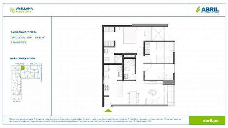 Plano del modelo AVE-2-X04 del proyecto Avellana en Pueblo Libre