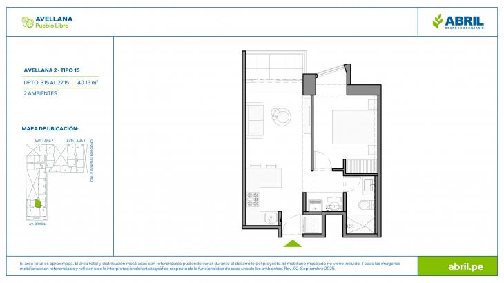 Plano del modelo AVE-2-X15 del proyecto Avellana en Pueblo Libre