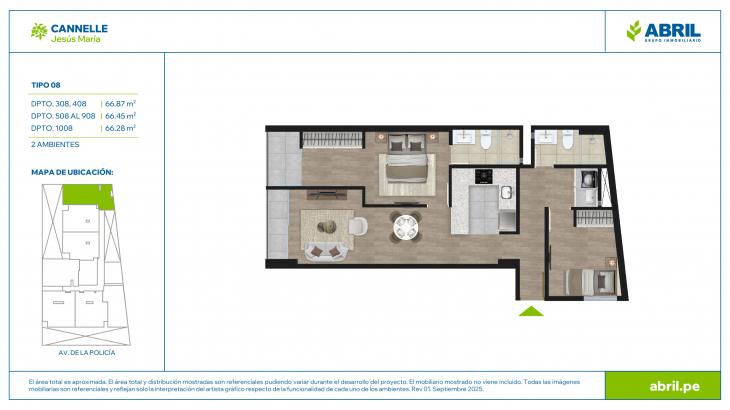 Plano del modelo CNL-X08 del proyecto Cannelle en Jesus Maria