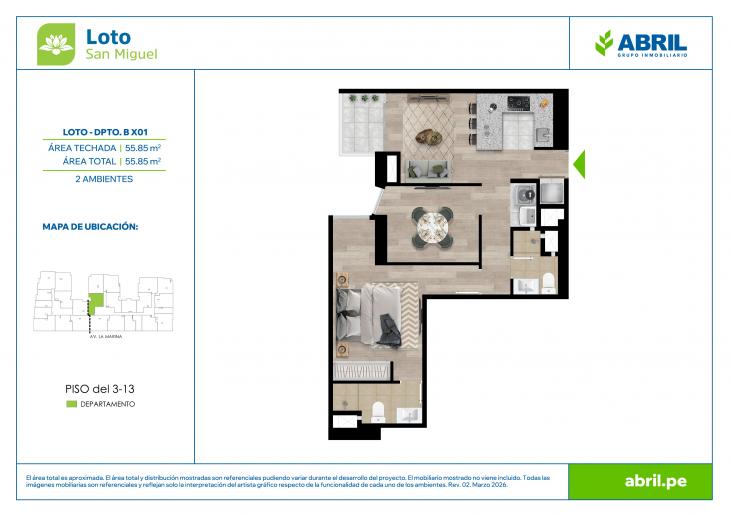 Plano del modelo LOT-2-X01A del proyecto Loto en San Miguel
