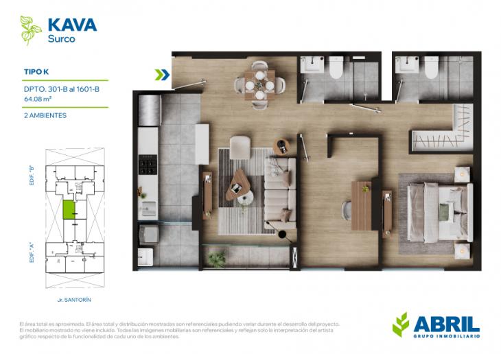 Plano del modelo TIPO K del proyecto KAVA en Santiago De Surco