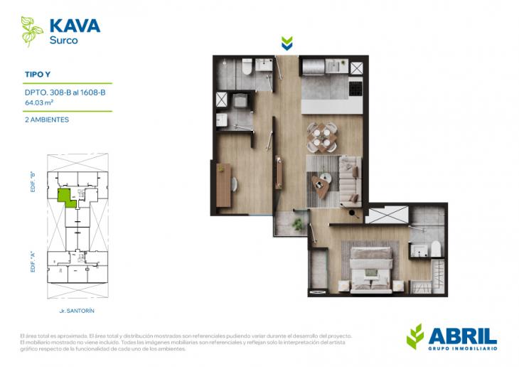 Plano del modelo TIPO Y del proyecto KAVA en Santiago De Surco