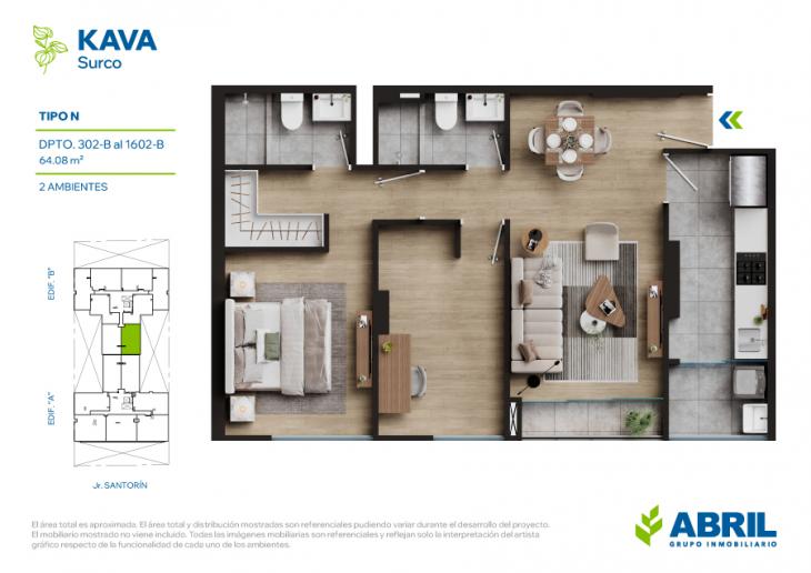 Plano del modelo TIPO N del proyecto KAVA en Santiago De Surco