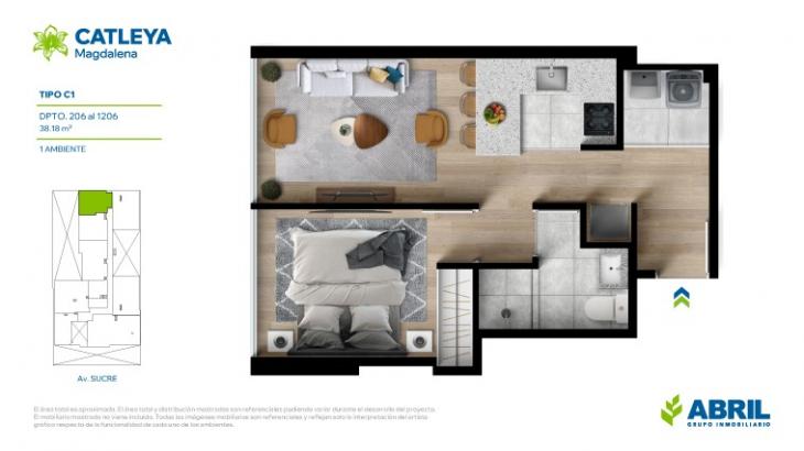 Plano del modelo Tipo C del proyecto Catleya en Magdalena Del Mar