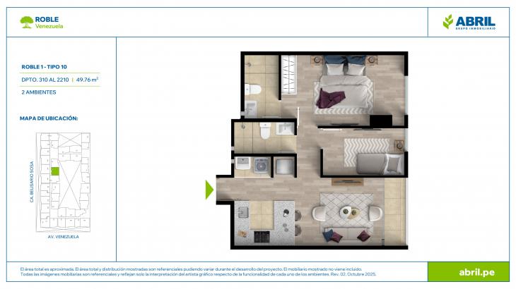 Plano del modelo ROB-1-X10 del proyecto Roble en Cercado De Lima