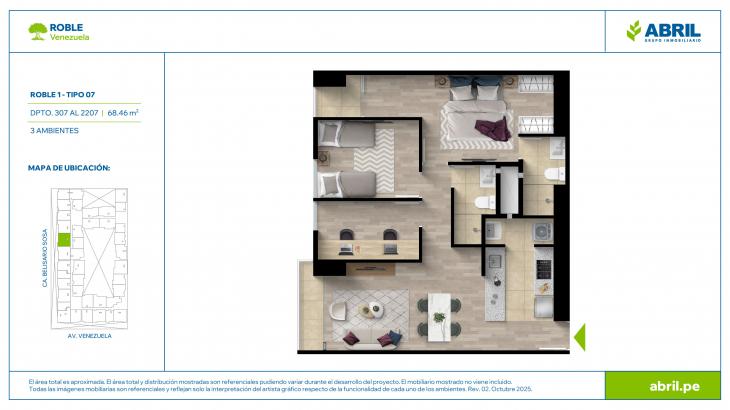 Plano del modelo ROB-1-X07 del proyecto Roble en Cercado De Lima
