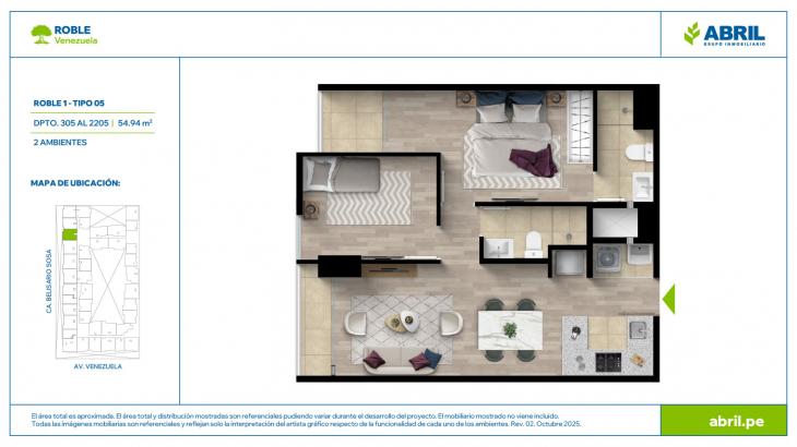 Plano del modelo ROB-1-X05 del proyecto Roble en Cercado De Lima