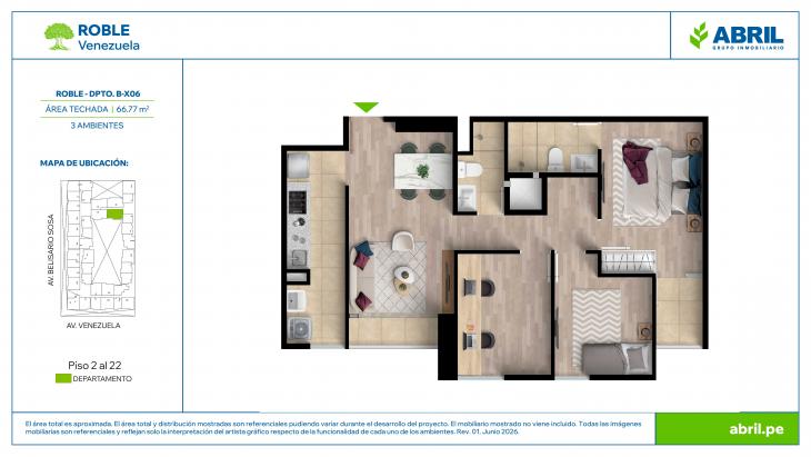 Plano del modelo ROB-2-X06 del proyecto Roble en Cercado De Lima