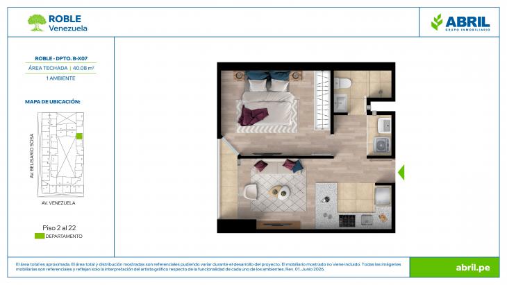 Plano del modelo ROB-2-X07 del proyecto Roble en Cercado De Lima