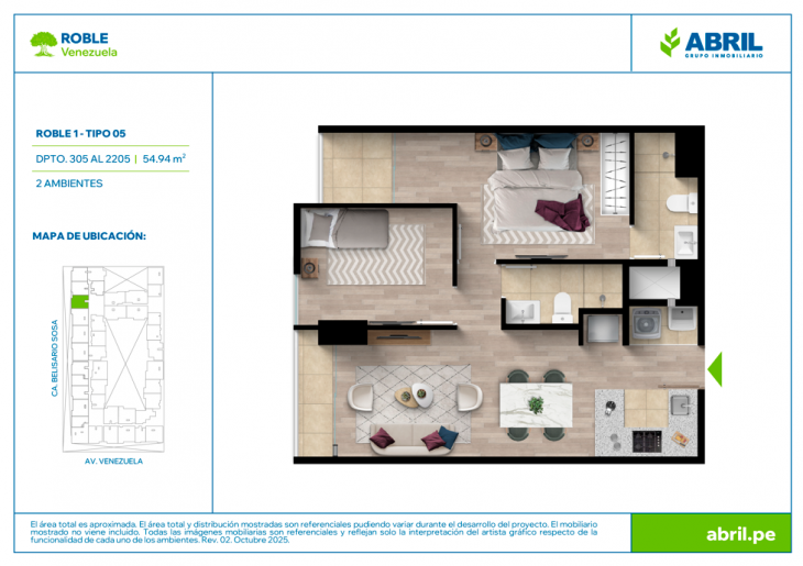 Plano del modelo ROB-1-X05 del proyecto Roble en Cercado De Lima