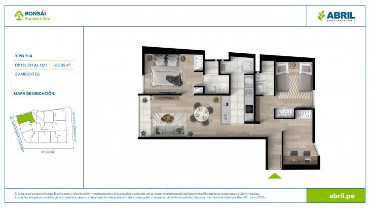 Plano del modelo BON-X11A del proyecto Bonsái en Pueblo Libre