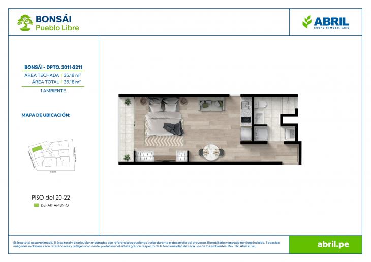 Plano del modelo BON-X11C del proyecto Bonsái en Pueblo Libre