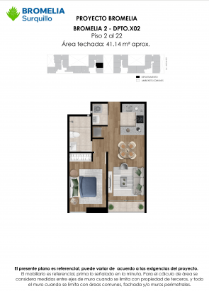 Plano del modelo BRO-2-X02 del proyecto Bromelia en Surquillo
