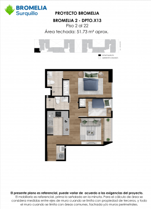 Plano del modelo BRO-2-X13 del proyecto Bromelia en Surquillo