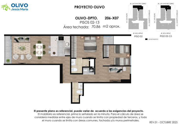 Plano del modelo OLIVO-X07 del proyecto Olivo en Jesus Maria
