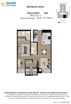 Plano del modelo OLIVO-X03 del proyecto Olivo en Jesus Maria
