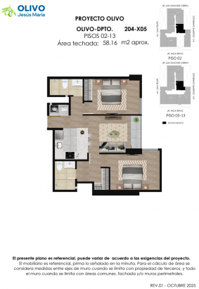 Plano del modelo OLIVO-X05 del proyecto Olivo en Jesus Maria