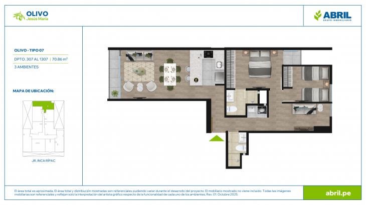 Plano del modelo OLIVO-X07 del proyecto Olivo en Jesus Maria