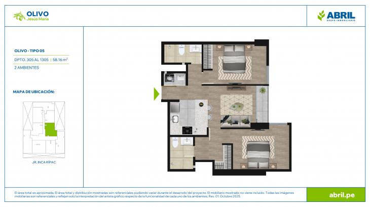 Plano del modelo OLIVO-X05 del proyecto Olivo en Jesus Maria