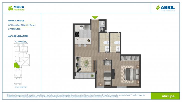 Plano del modelo MORA-1-X08 del proyecto Mora en Surquillo