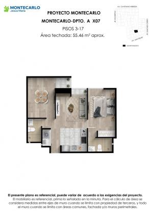 Plano del modelo MC-1-X07 del proyecto MONTECARLO en Jesus Maria