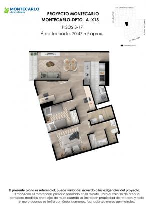 Plano del modelo MC-1-X13 del proyecto MONTECARLO en Jesus Maria