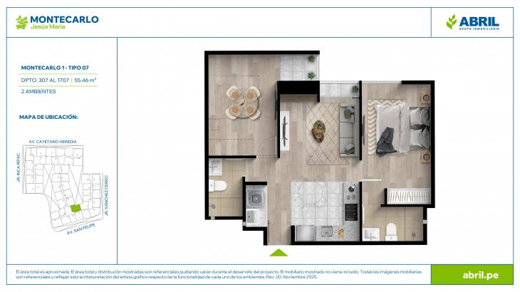 Plano del modelo MC-1-X07 del proyecto MONTECARLO en Jesus Maria