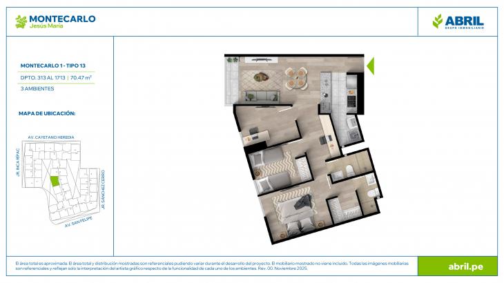 Plano del modelo MC-1-X13 del proyecto MONTECARLO en Jesus Maria