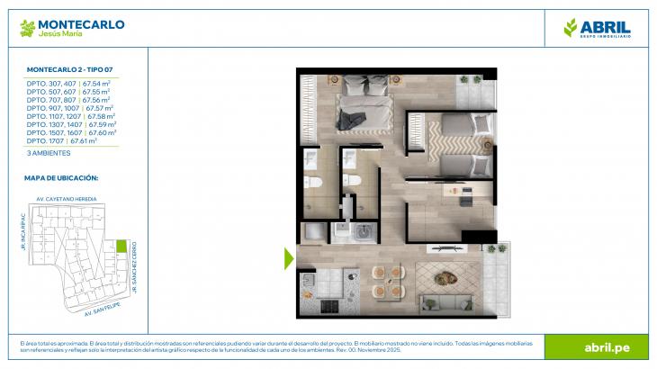 Plano del modelo MC-2-X07 del proyecto MONTECARLO en Jesus Maria