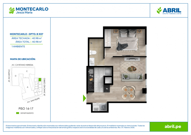 Plano del modelo MC-1-X07 del proyecto MONTECARLO en Jesus Maria