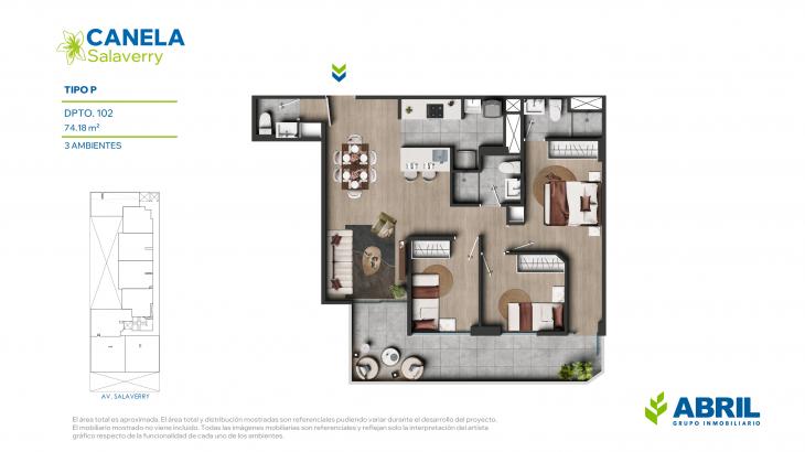 Plano del modelo P del proyecto Canela en Magdalena Del Mar