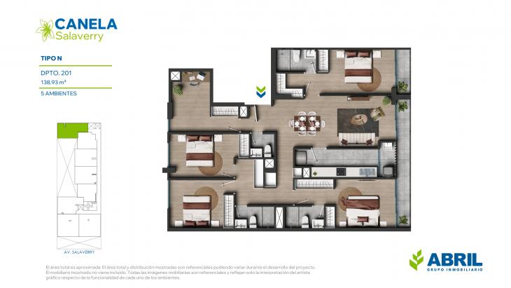 Plano del modelo N del proyecto Canela en Magdalena Del Mar