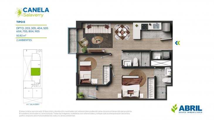 Plano del modelo E del proyecto Canela en Magdalena Del Mar