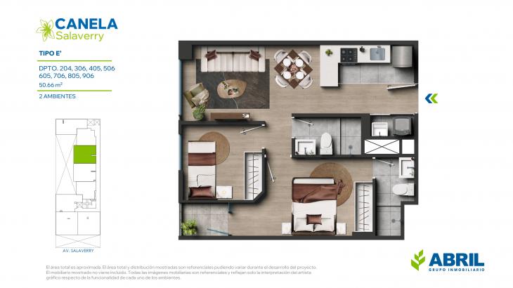 Plano del modelo E1 del proyecto Canela en Magdalena Del Mar