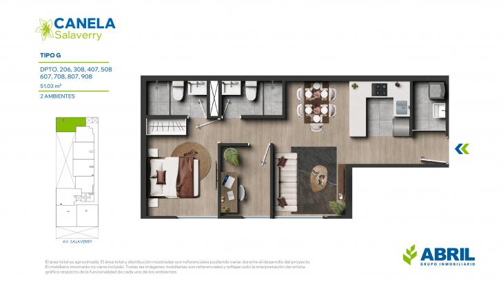 Plano del modelo G del proyecto Canela en Magdalena Del Mar