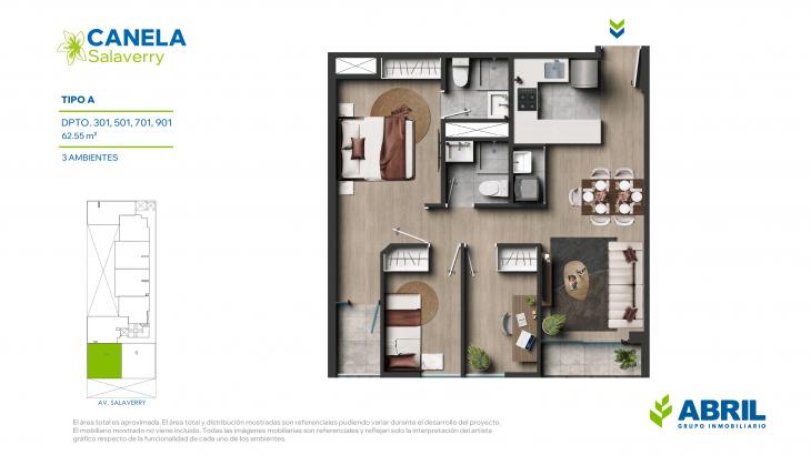 Plano del modelo A del proyecto Canela en Magdalena Del Mar