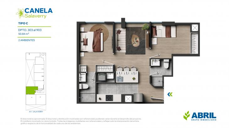 Plano del modelo C del proyecto Canela en Magdalena Del Mar