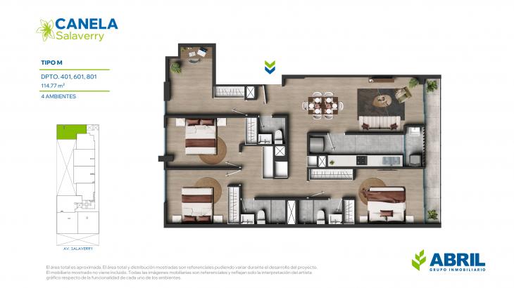 Plano del modelo M del proyecto Canela en Magdalena Del Mar