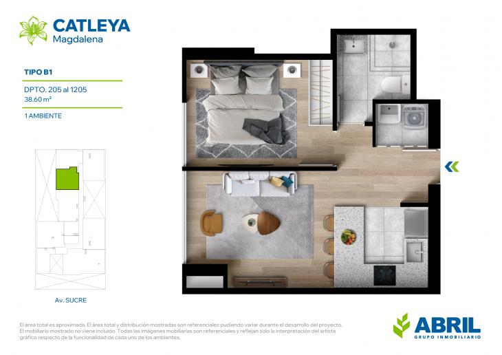 Plano del modelo Tipo B1 del proyecto Catleya en Magdalena Del Mar