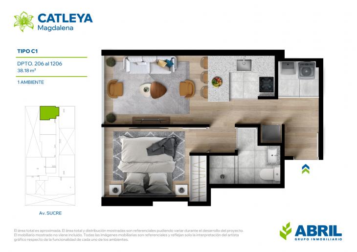 Plano del modelo Tipo C1 del proyecto Catleya en Magdalena Del Mar