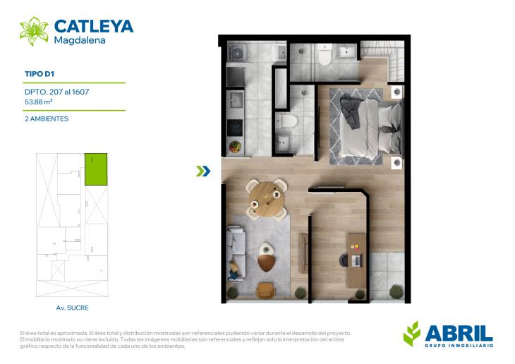 Plano del modelo Tipo D1 del proyecto Catleya en Magdalena Del Mar