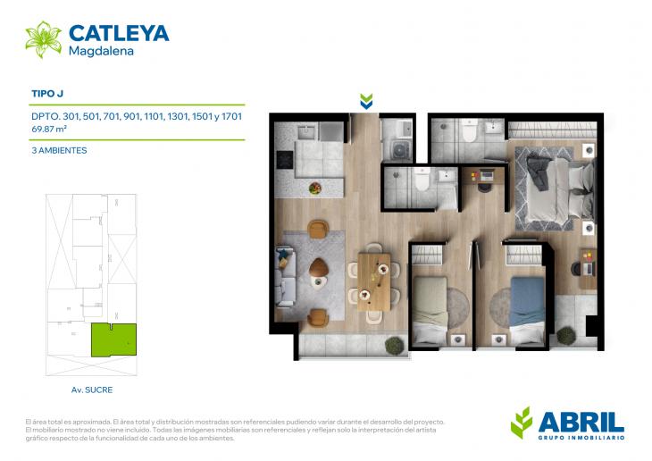 Plano del modelo Tipo J del proyecto Catleya en Magdalena Del Mar