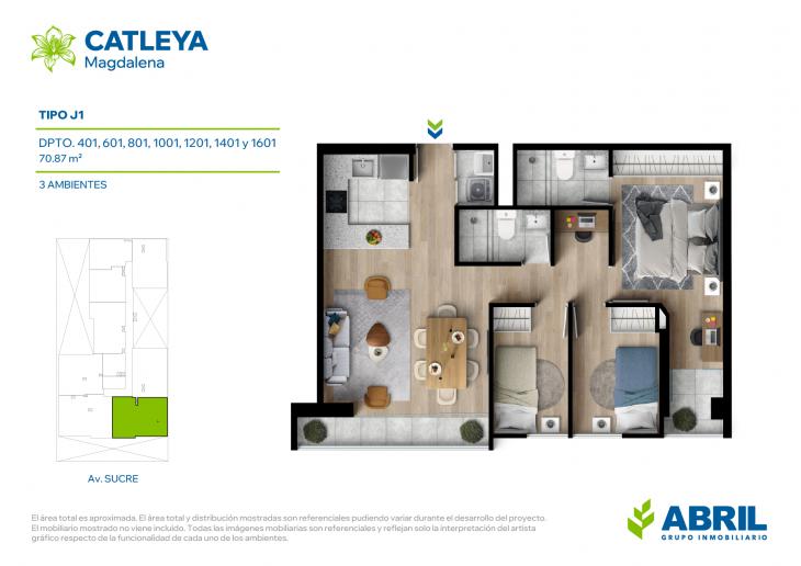 Plano del modelo Tipo J1 del proyecto Catleya en Magdalena Del Mar
