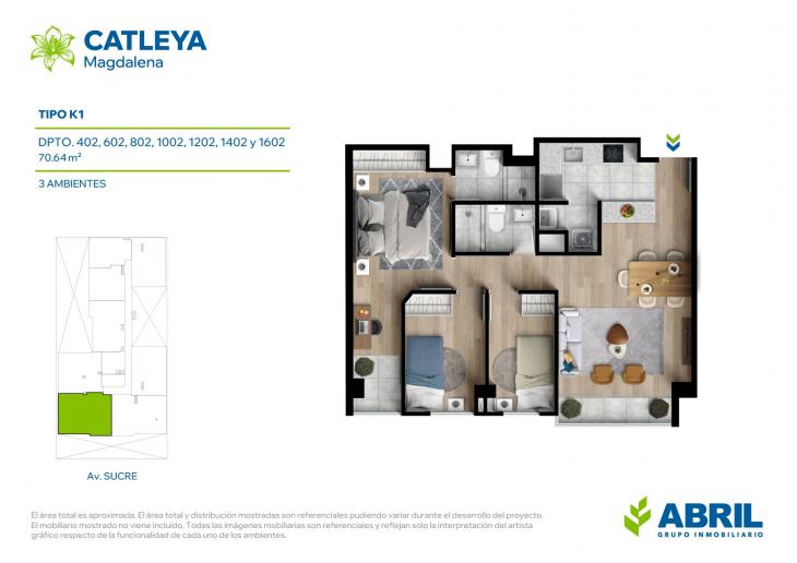 Plano del modelo Tipo K1 del proyecto Catleya en Magdalena Del Mar
